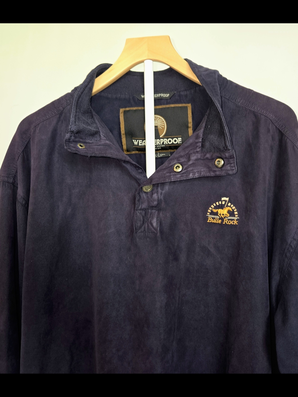 Vintage Navy Blue Suede Henley Mock Neck Pullover Jacket - Size L - Picture 7 of 16